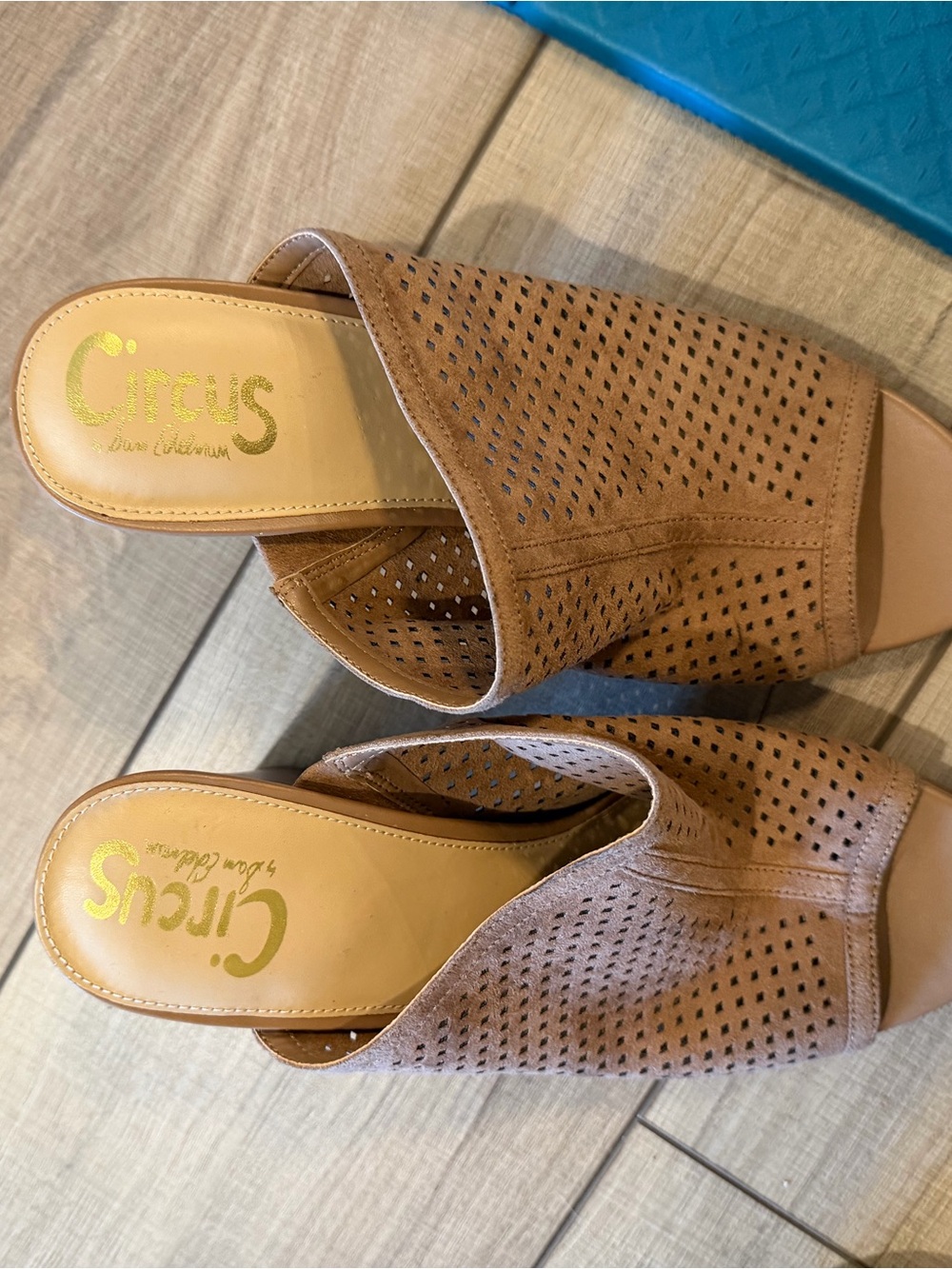 Circus by Sam Edelman Perforated Tan Slide Mules